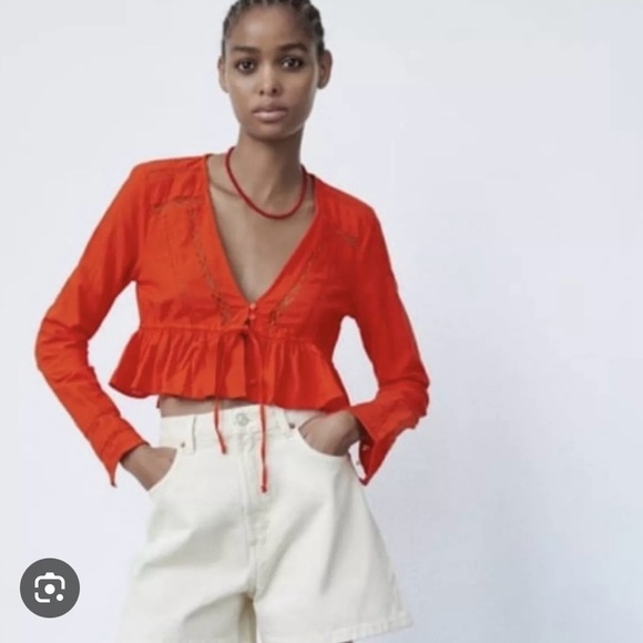 NWT Zara crop peplum blouse top - Picture 2 of 6